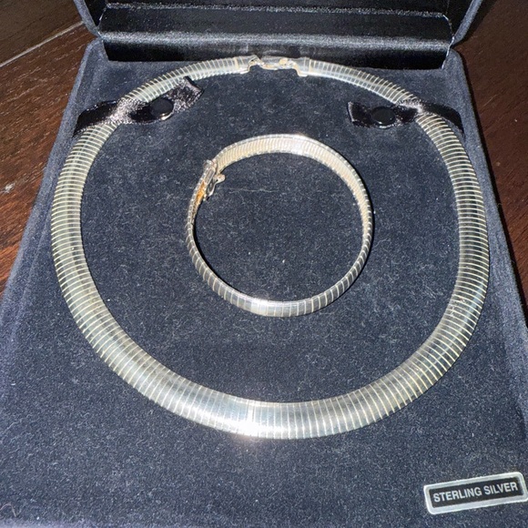 Sterling Silver Herringbone Necklace and Bracelet Set - Picture 2 of 2